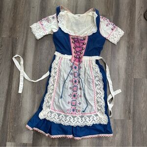 Vintage Authentic German Dirndl Dress, Apron, & Blouse Gorgeous Oktoberfest